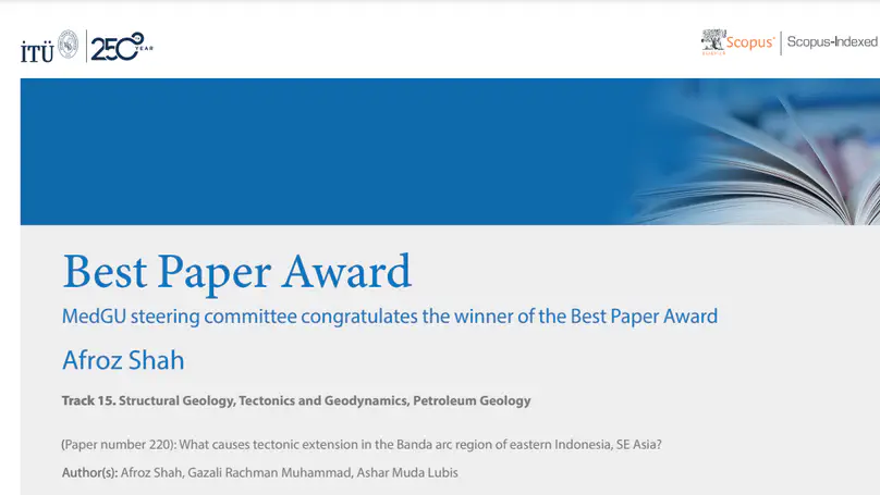 Best Paper Award to Dr Shah from Geosciences, FOS